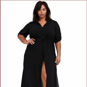 Torrid CRINKLED MAXI SHIRT DRESS SWIM COVER UP